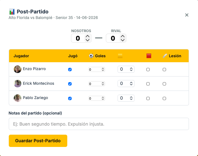 Planilla post partido